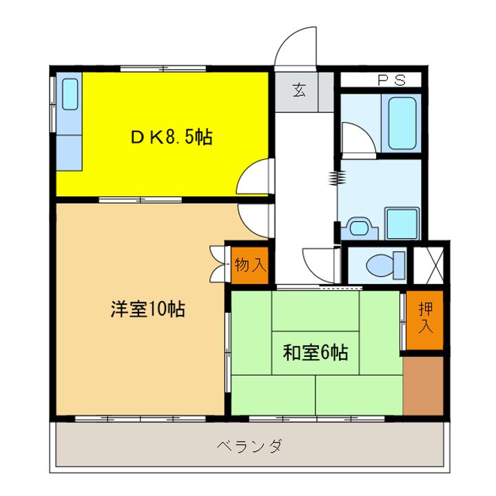 岐阜県羽島郡岐南町上印食1(マンション)の賃貸物件の間取り
