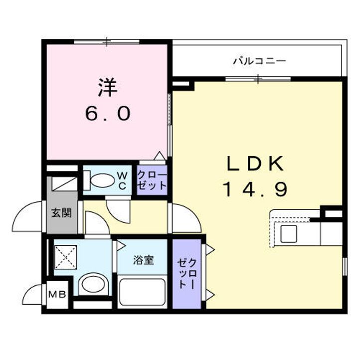 神奈川県横浜市南区永田東1(アパート)の賃貸物件の間取り