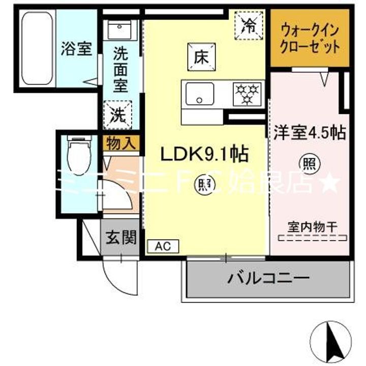 鹿児島県姶良市東餅田(アパート)の賃貸物件の間取り