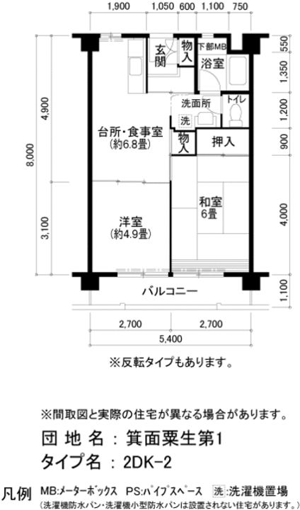 UR箕面粟生第一の間取り