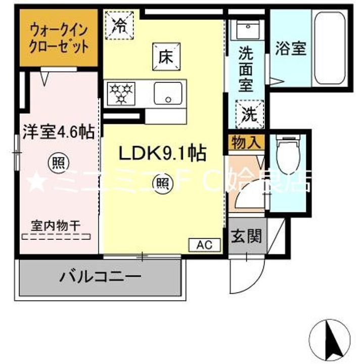 鹿児島県姶良市東餅田(アパート)の賃貸物件の間取り