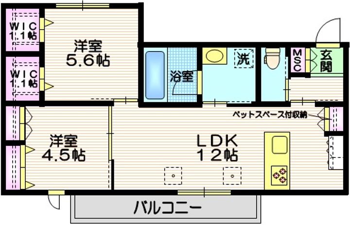 神奈川県横浜市都筑区すみれが丘(マンション)の賃貸物件の間取り