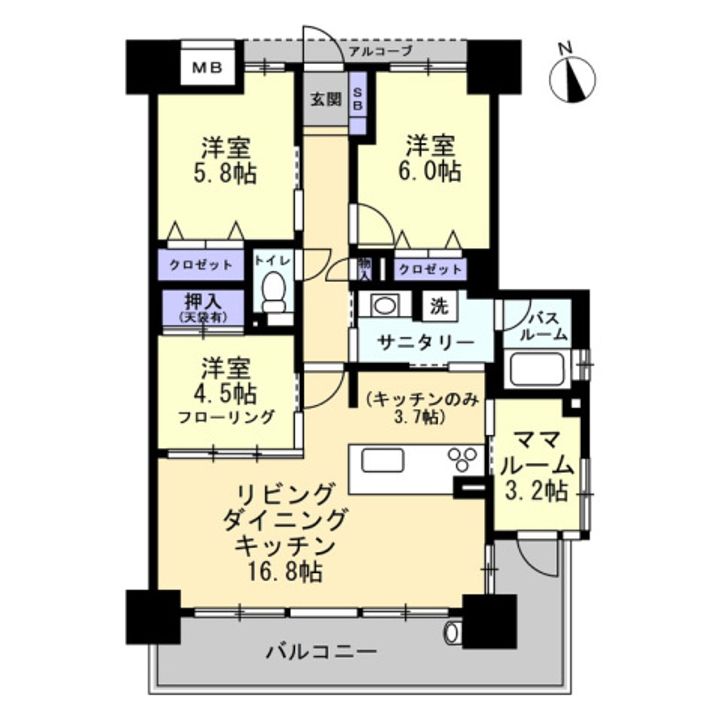 徳島県阿南市富岡町木松(マンション)の賃貸物件の間取り