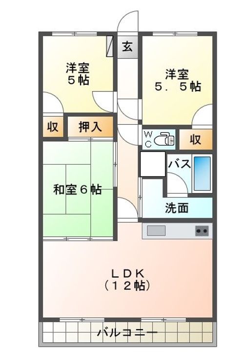 広島県呉市西中央1(マンション)の賃貸物件の間取り
