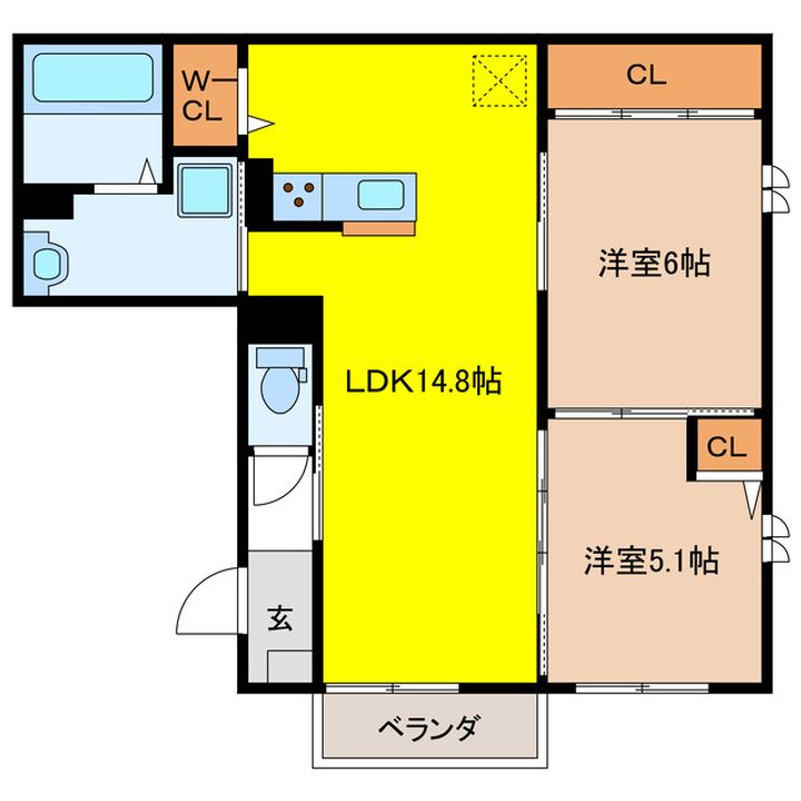 岐阜県岐阜市東鶉3(アパート)の賃貸物件の間取り