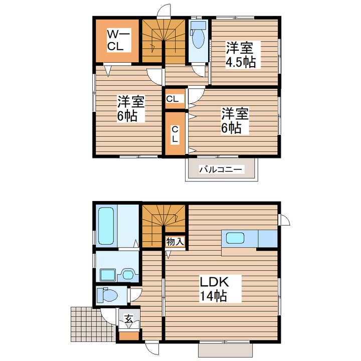 宮城県仙台市若林区大和町1(一戸建)の賃貸物件の間取り