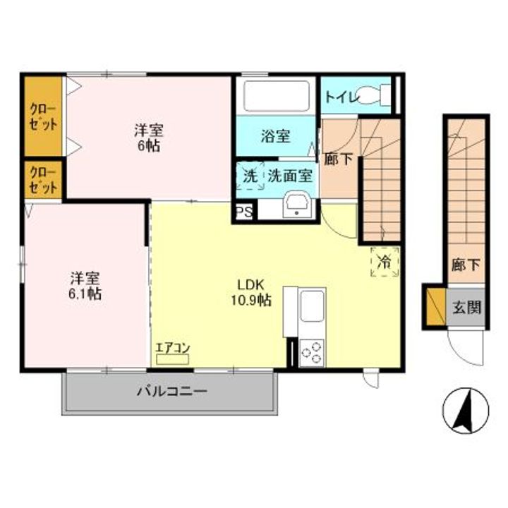 栃木県宇都宮市東岡本町(アパート)の賃貸物件の間取り