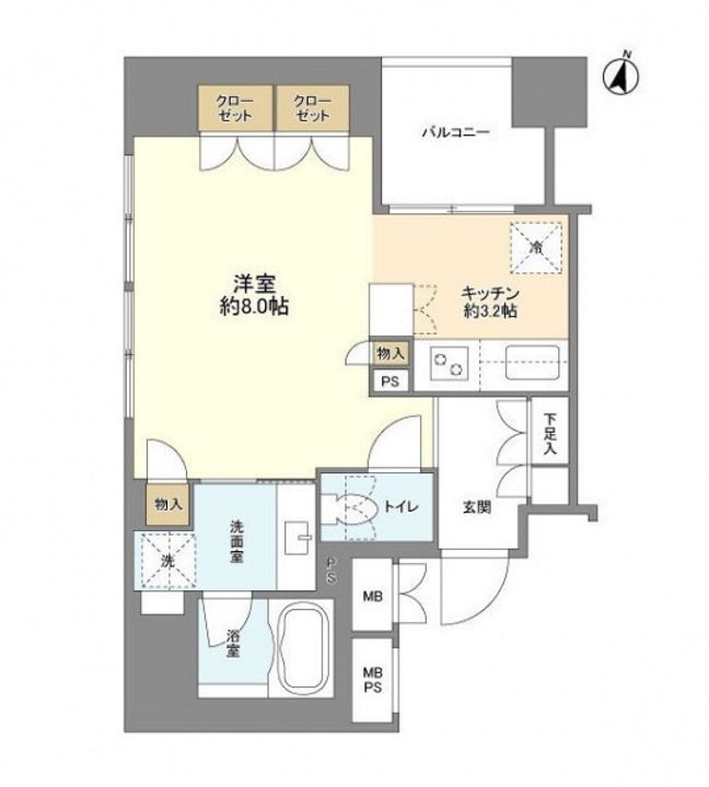 東京都品川区上大崎1(マンション)の賃貸物件の間取り