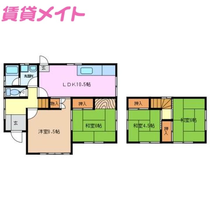 三重県名張市桔梗が丘南1番町(一戸建)の賃貸物件の間取り