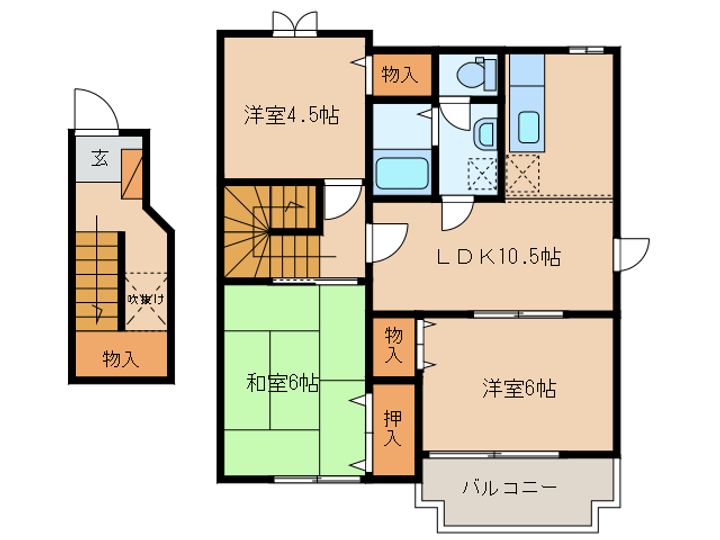 山口県岩国市多田3(アパート)の賃貸物件の間取り