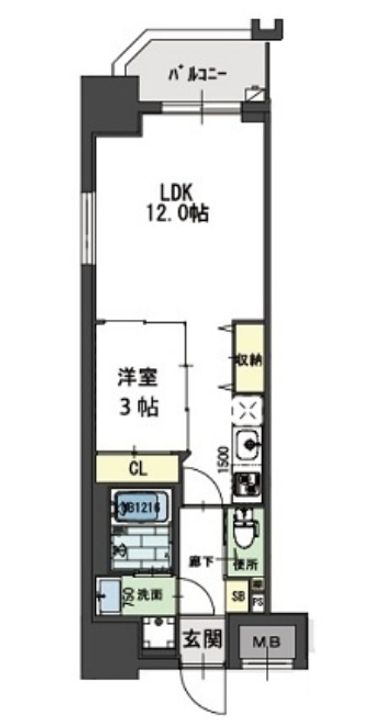 大阪府大阪市西区阿波座1(マンション)の賃貸物件の間取り