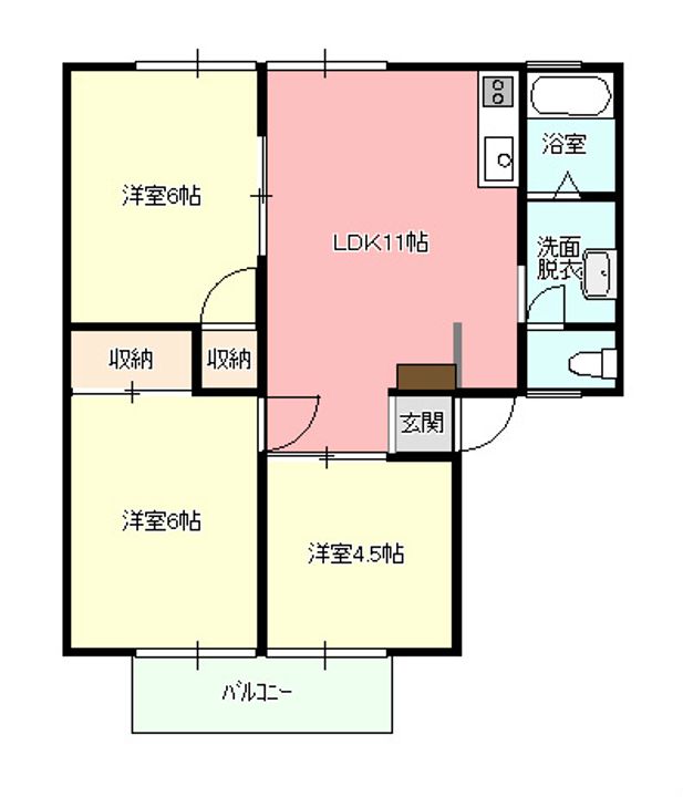 茨城県つくば市谷田部(アパート)の賃貸物件の間取り