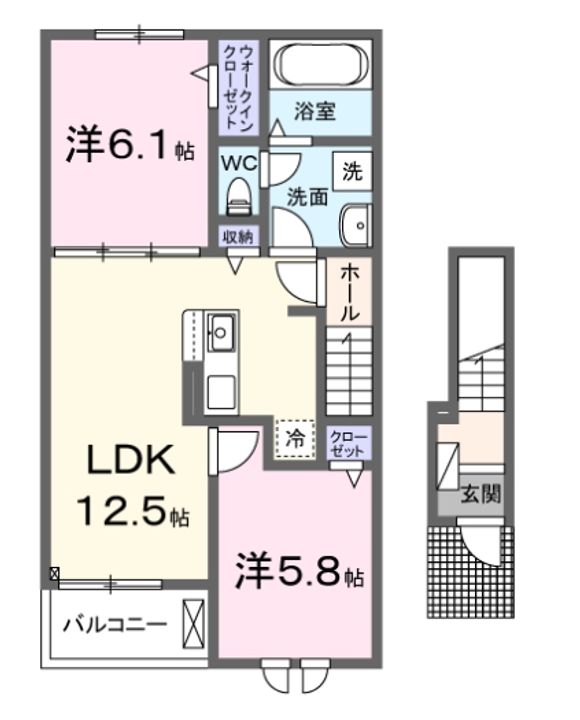 愛知県名古屋市天白区植田山3(アパート)の賃貸物件の間取り