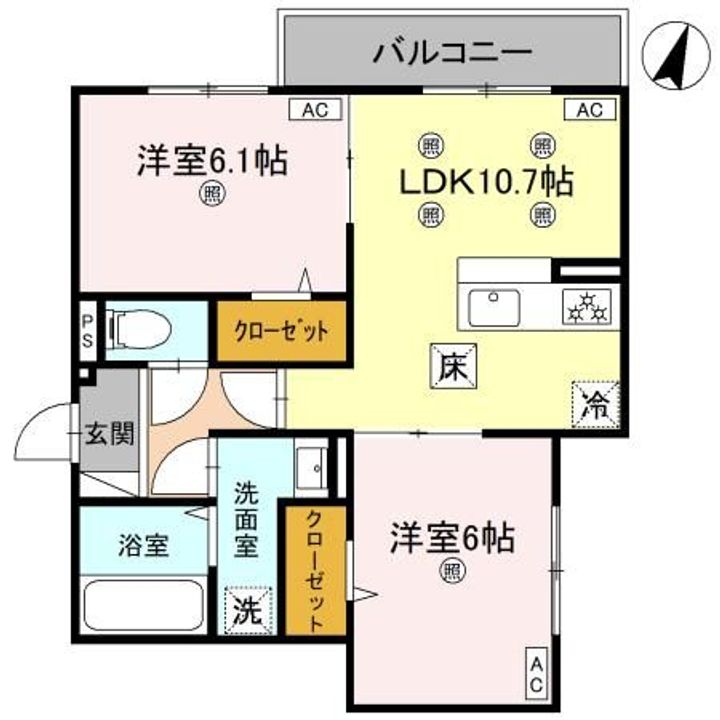 群馬県高崎市若松町(アパート)の賃貸物件の間取り