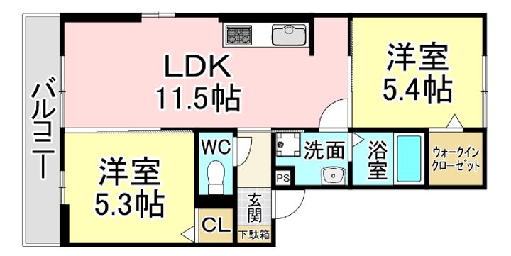福岡県北九州市戸畑区西鞘ケ谷町(アパート)の賃貸物件の間取り
