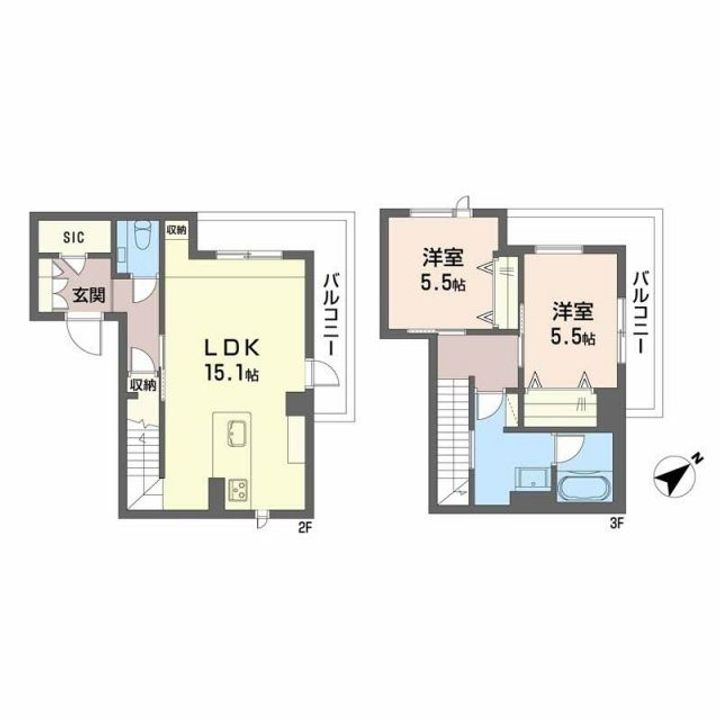 シャーメゾンハマヴィラガーデン警固の間取り