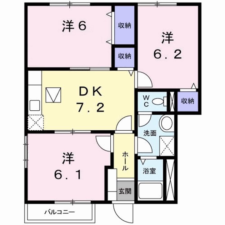 徳島県阿南市那賀川町上福井橋本(アパート)の賃貸物件の間取り