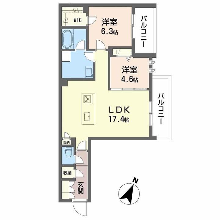 大阪府吹田市山田東4(マンション)の賃貸物件の間取り