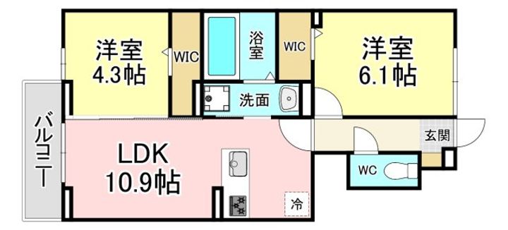 福岡県北九州市八幡西区町上津役東1(アパート)の賃貸物件の間取り