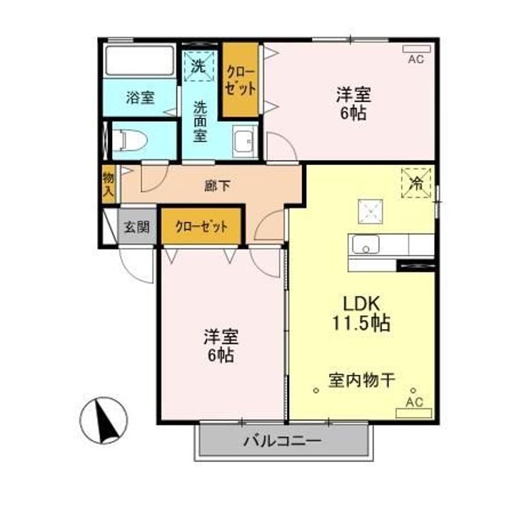 栃木県足利市堀込町(アパート)の賃貸物件の間取り