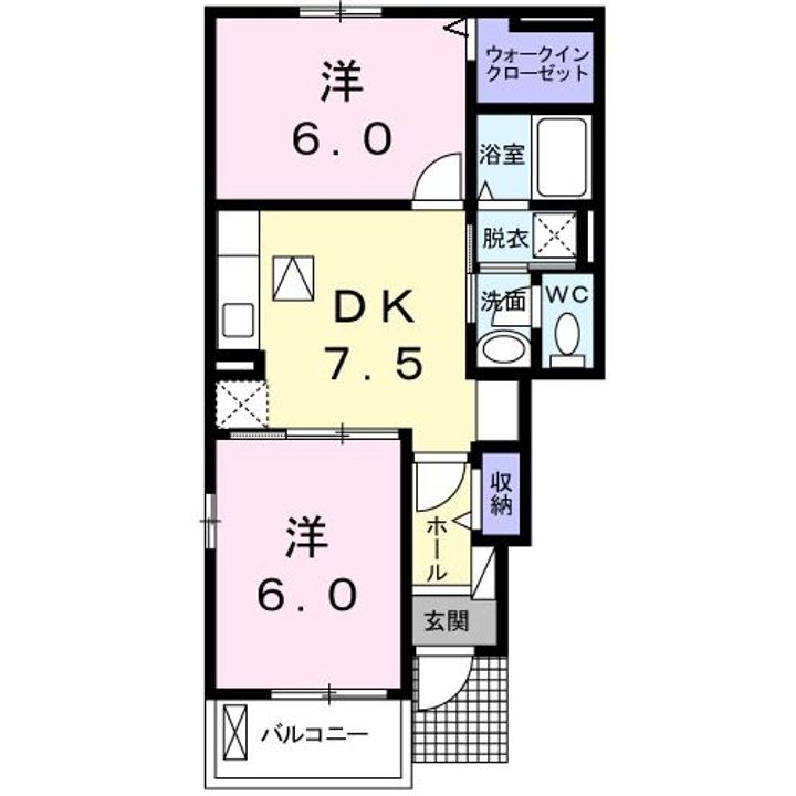 山口県防府市岩畠2(アパート)の賃貸物件の間取り