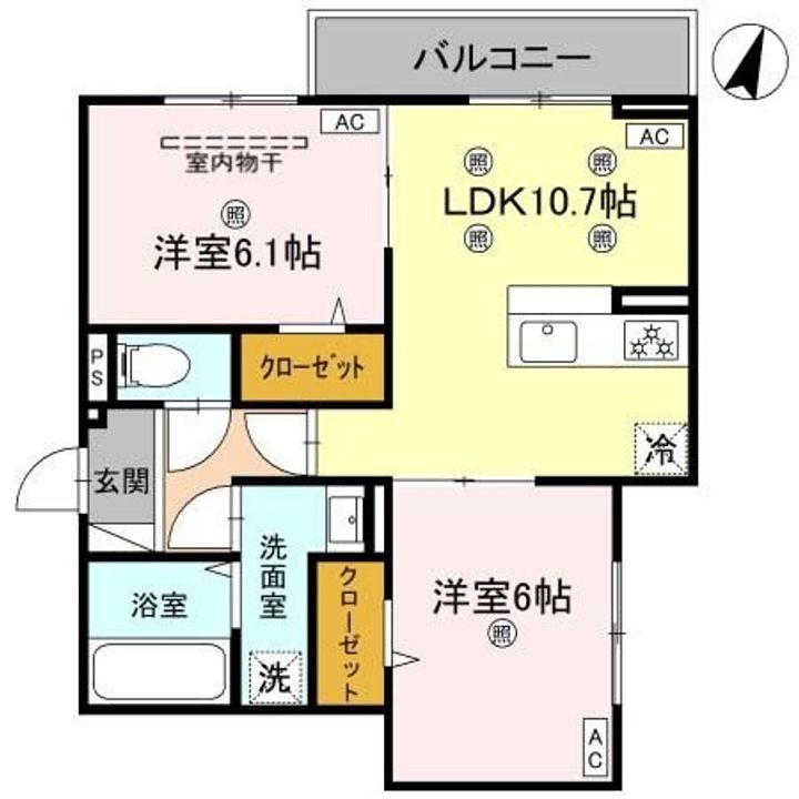 群馬県高崎市若松町(アパート)の賃貸物件の間取り