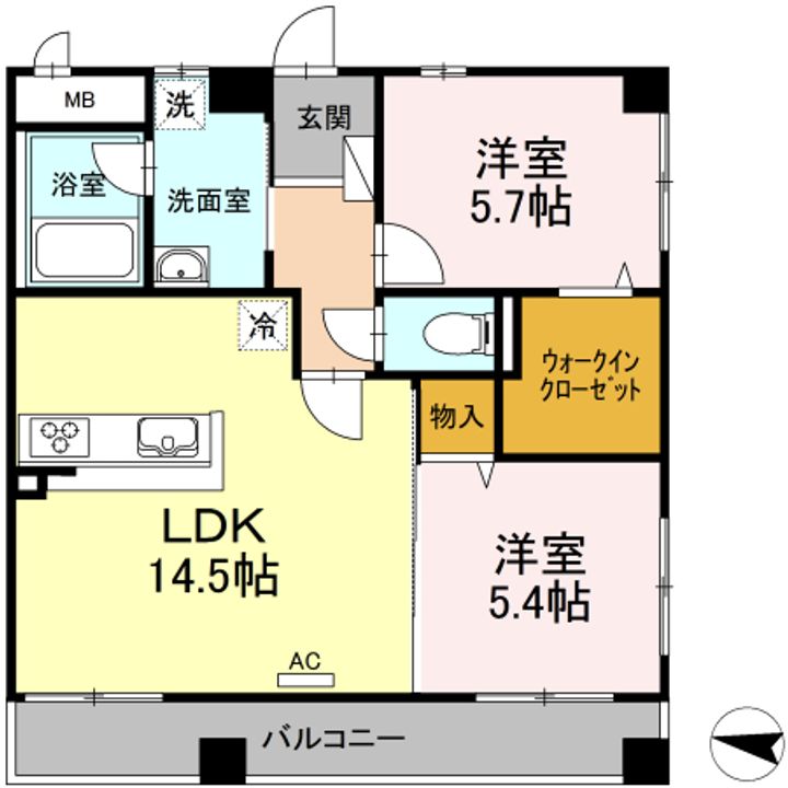 広島県福山市三吉町2(マンション)の賃貸物件の間取り