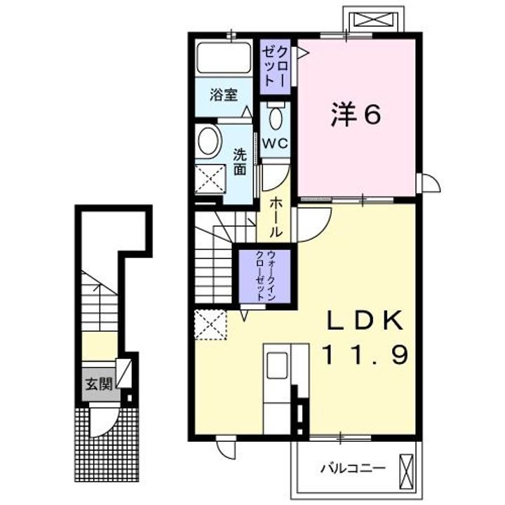 栃木県宇都宮市下栗1(アパート)の賃貸物件の間取り