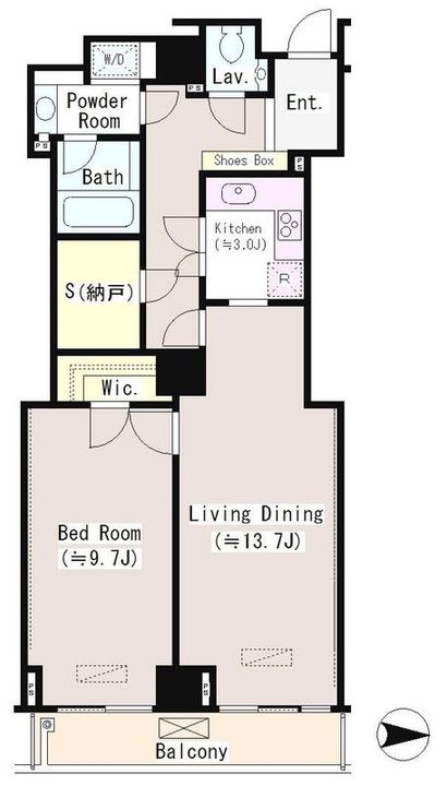 東京都渋谷区恵比寿4の賃貸マンションの間取り