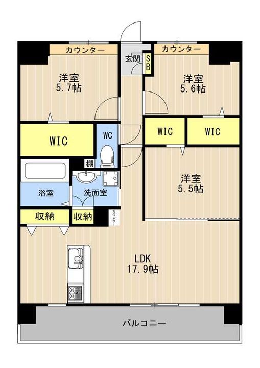 熊本県菊池郡菊陽町大字津久礼(マンション)の賃貸物件の間取り