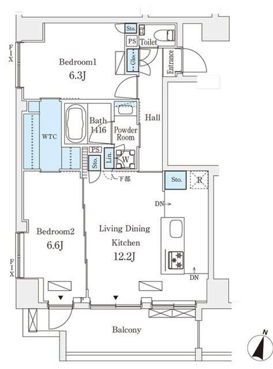 東京都新宿区新小川町(マンション)の賃貸物件の間取り