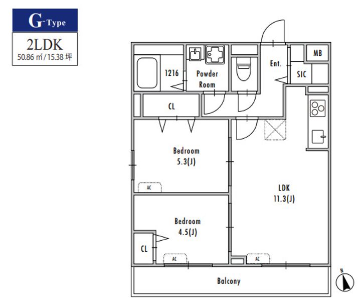 東京都大田区大森北6(マンション)の賃貸物件の間取り