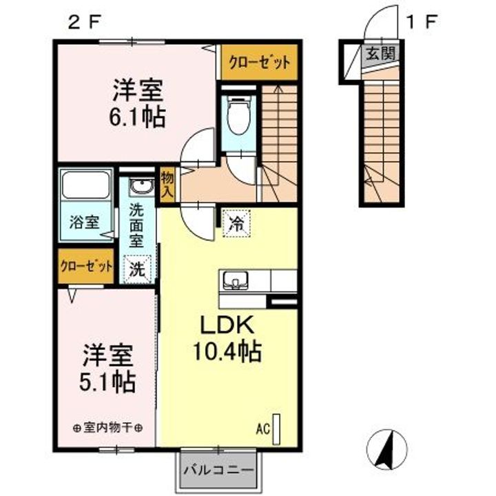 福島県郡山市安積町笹川字狐塚(アパート)の賃貸物件の間取り