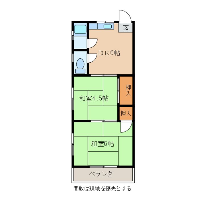 山口県岩国市元町2(アパート)の賃貸物件の間取り