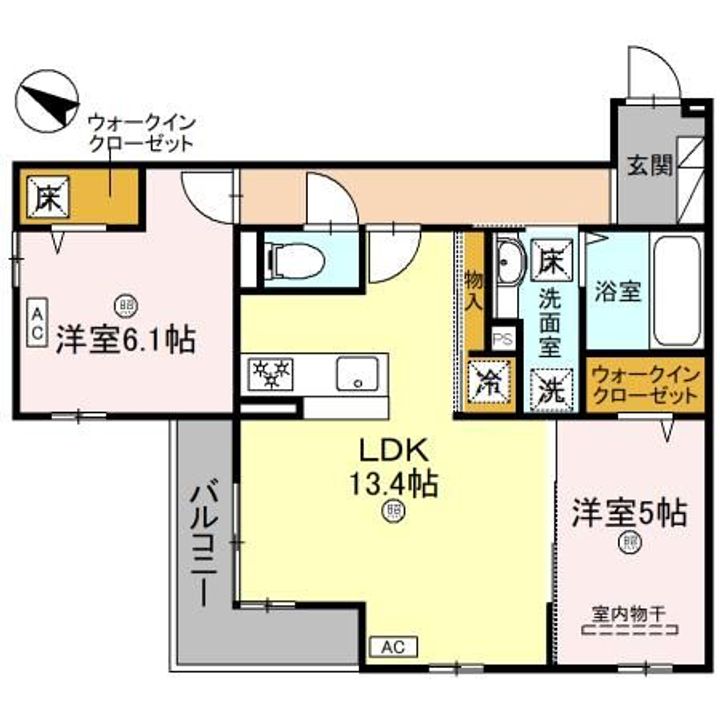 大阪府堺市西区上野芝向ヶ丘町2(アパート)の賃貸物件の間取り