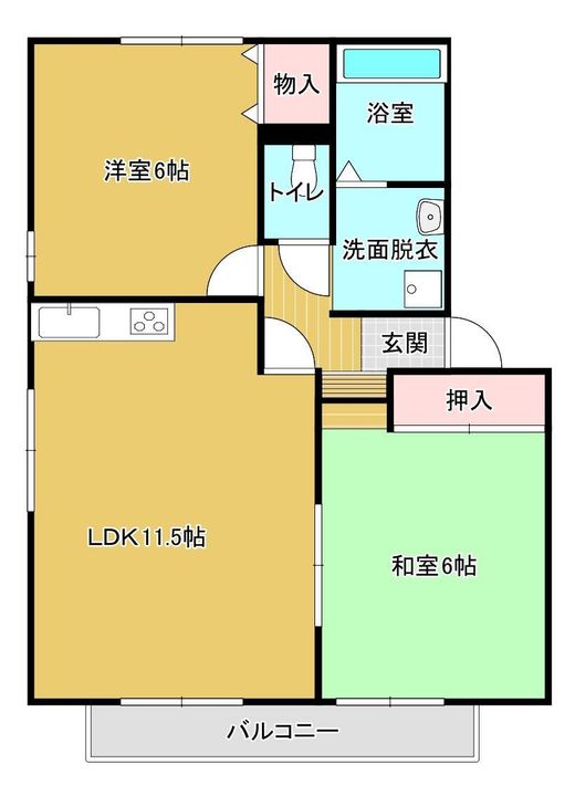 宮城県大崎市古川福沼1(アパート)の賃貸物件の間取り
