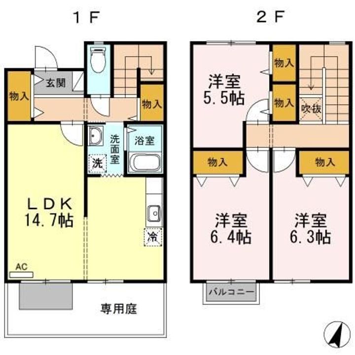 岡山県岡山市北区横井上(一戸建)の賃貸物件の間取り