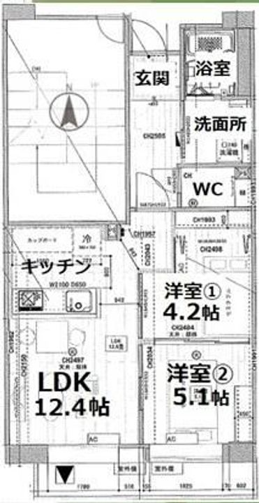 東京都品川区上大崎2(マンション)の賃貸物件の間取り