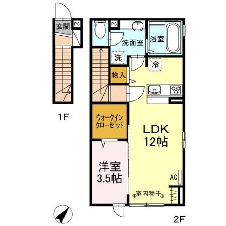 福島県いわき市常磐水野谷町諏訪ケ崎(アパート)の賃貸物件の間取り