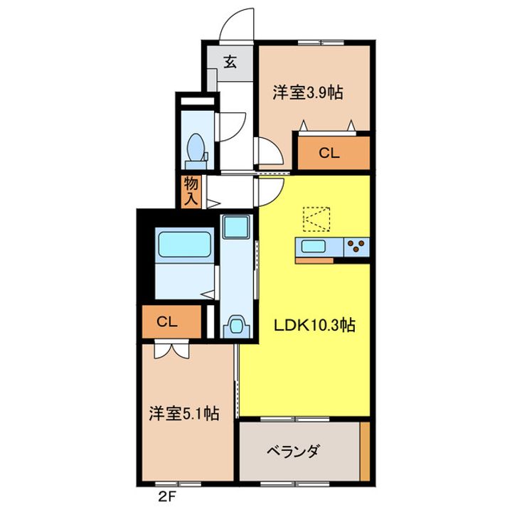 岐阜県岐阜市南鶉2(アパート)の賃貸物件の間取り