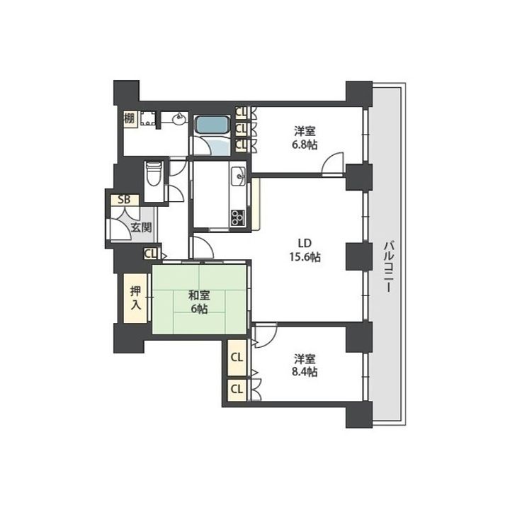 オ-クプリオタワー4602号室の間取り