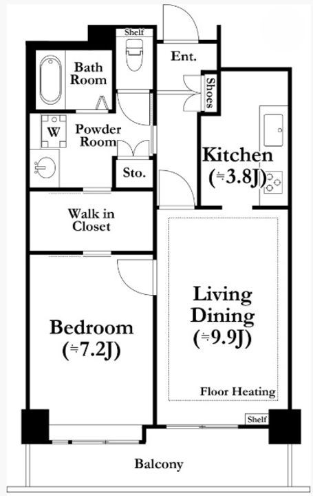 東京都新宿区河田町(マンション)の賃貸物件の間取り