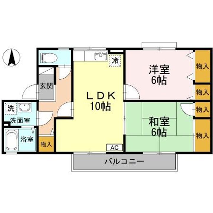 徳島県板野郡藍住町住吉字神蔵(アパート)の賃貸物件の間取り