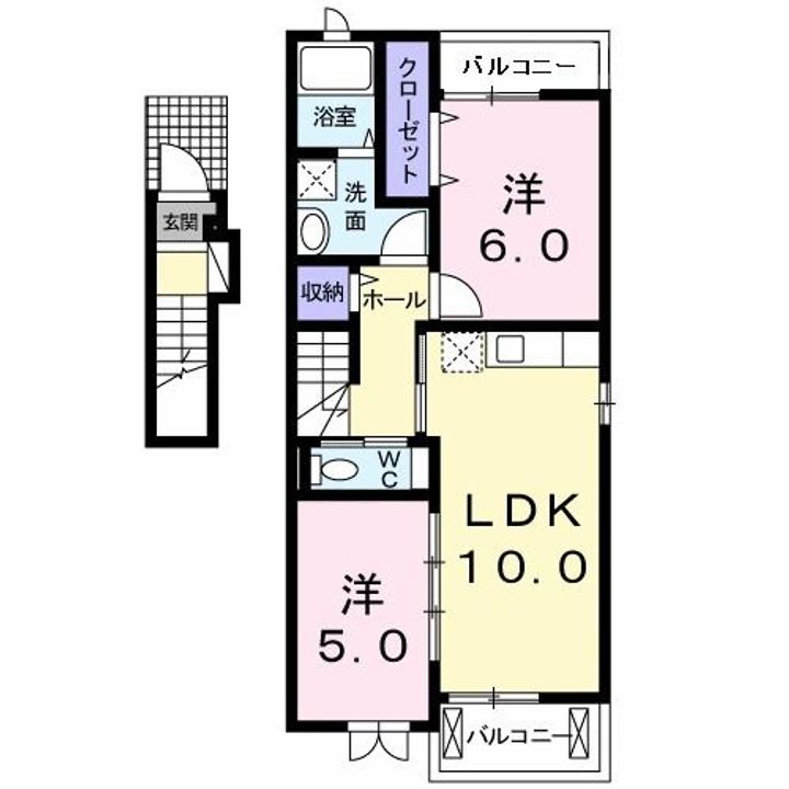 福島県いわき市平中山字柳町(アパート)の賃貸物件の間取り