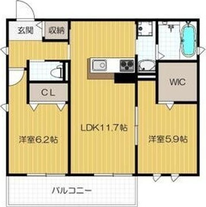 大阪府大阪市東住吉区湯里1(アパート)の賃貸物件の間取り