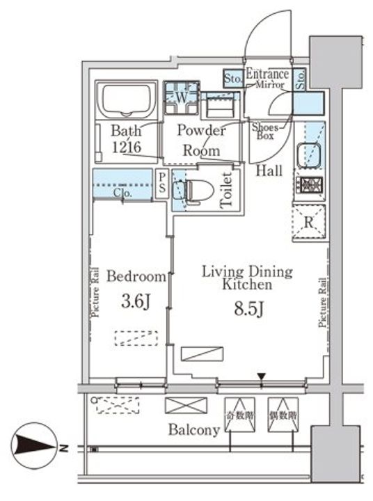 東京都新宿区東榎町(マンション)の賃貸物件の間取り