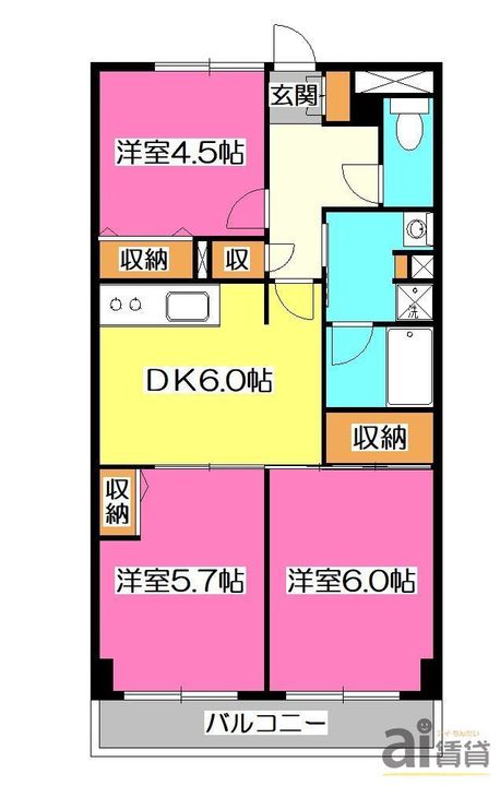 埼玉県所沢市若狭1(マンション)の賃貸物件の間取り