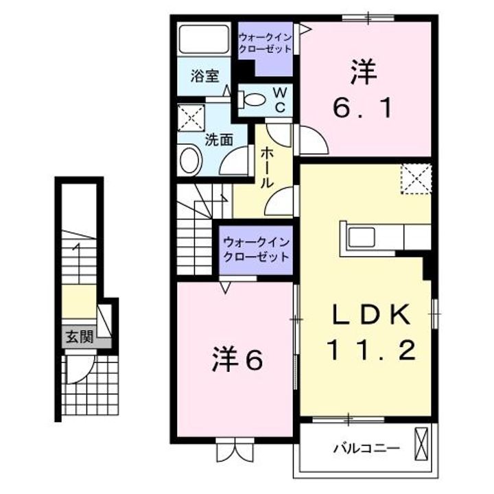 茨城県潮来市洲崎(アパート)の賃貸物件の間取り