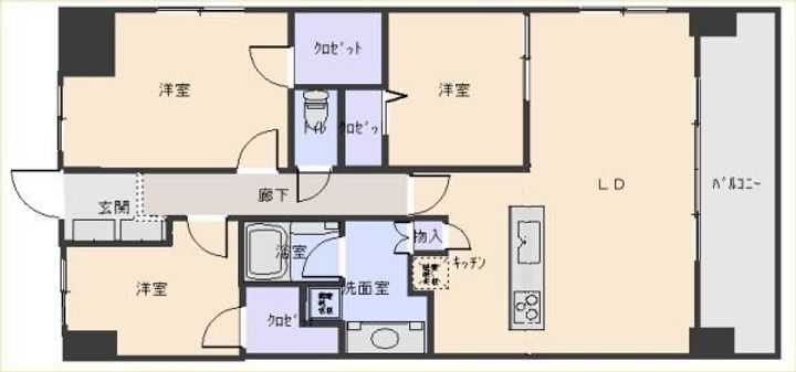 レーベン谷山中央LIBERTE303号の間取り