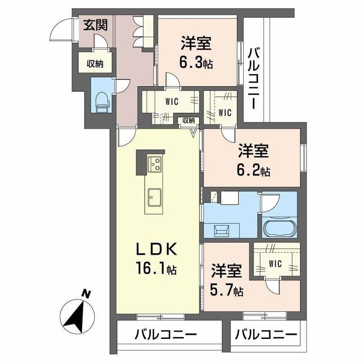 大阪府吹田市山田東4(マンション)の賃貸物件の間取り